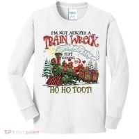 Not Always A Train Wreck Christmas Funny Santa Kids Long Sleeve Shirt thumb 0