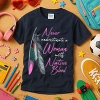 Native American A Woman With Native Blood American Kids T-Shirt thumb 3