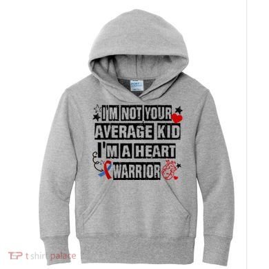 Not Average A Heart Warrior CHD Heart Disease Awareness Kids Hoodie