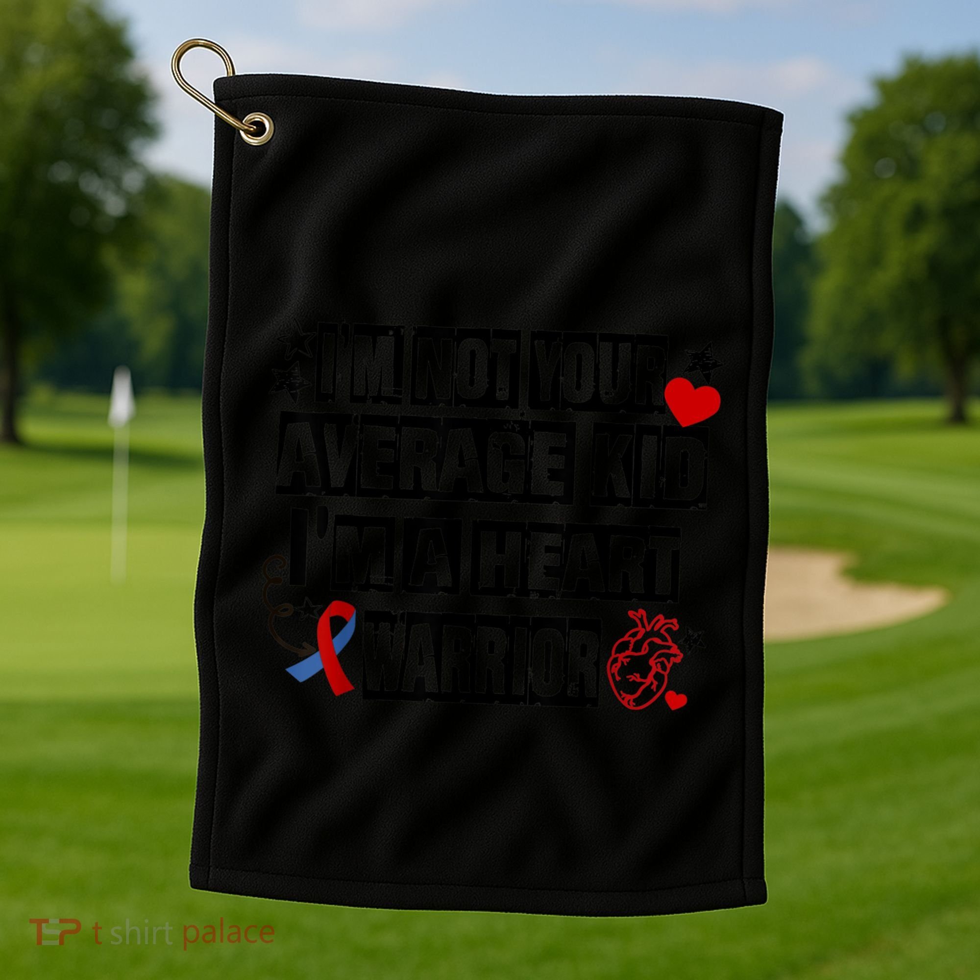 Not Average A Heart Warrior CHD Heart Disease Awareness Golf Towel