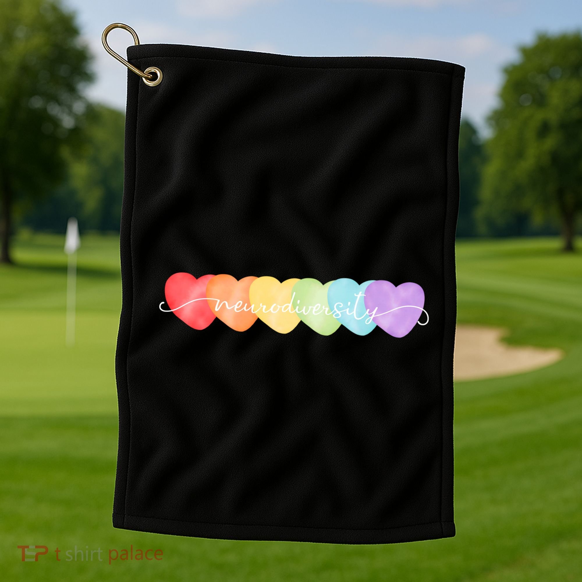 Neurodiversity Autism Awareness Hearts Golf Towel