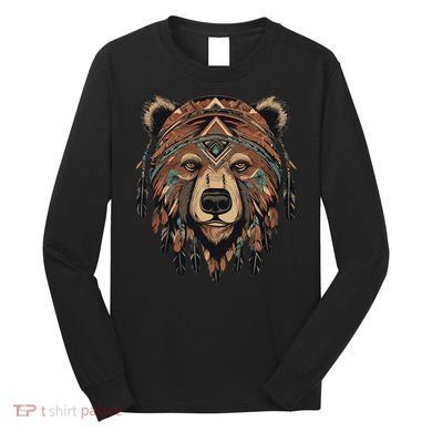 Native American Bear Artwork Long Sleeve Shirt