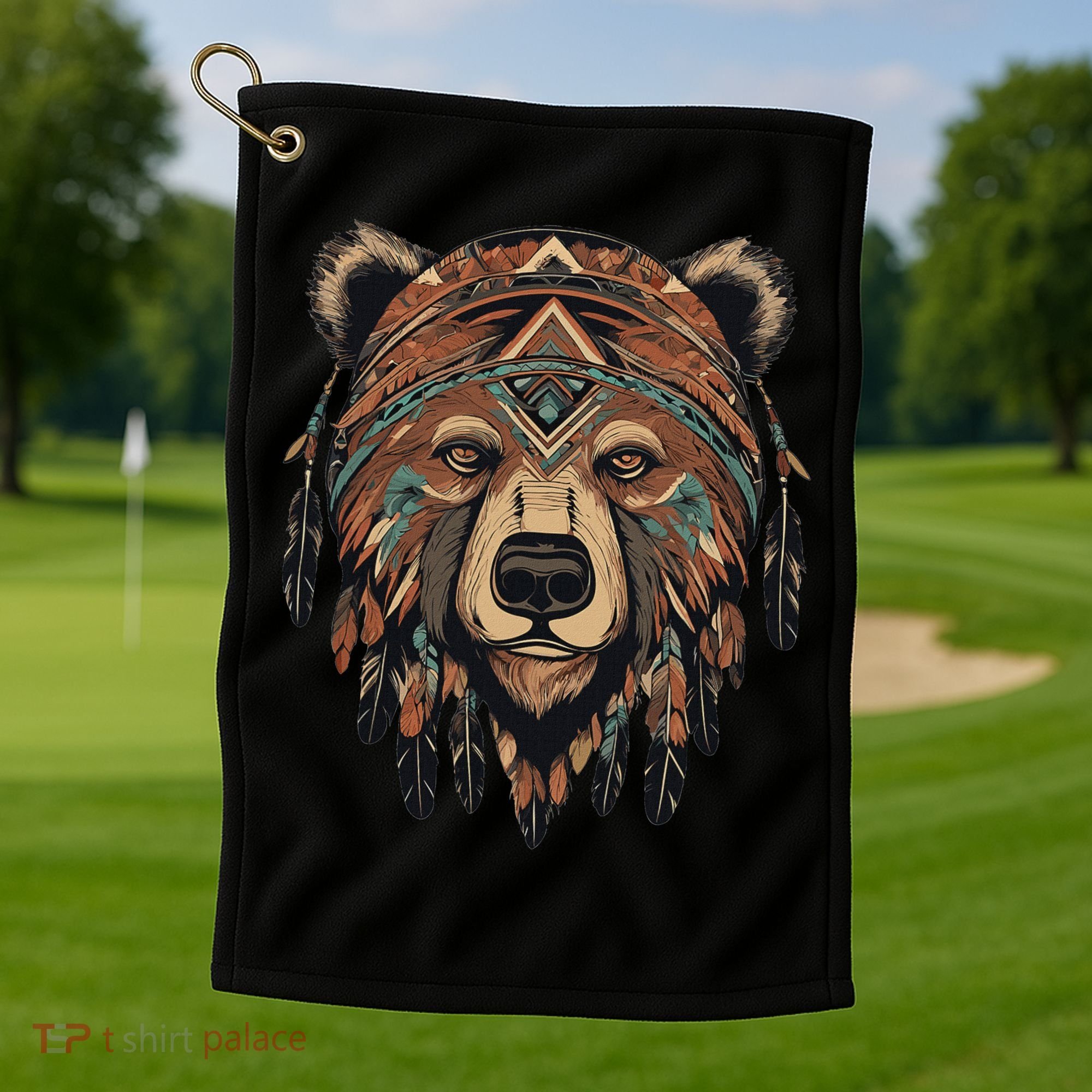 Native American Bear Artwork Golf Towel