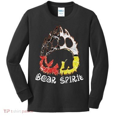 Native American Bear Spirit, Bear Paw Kids Long Sleeve Shirt