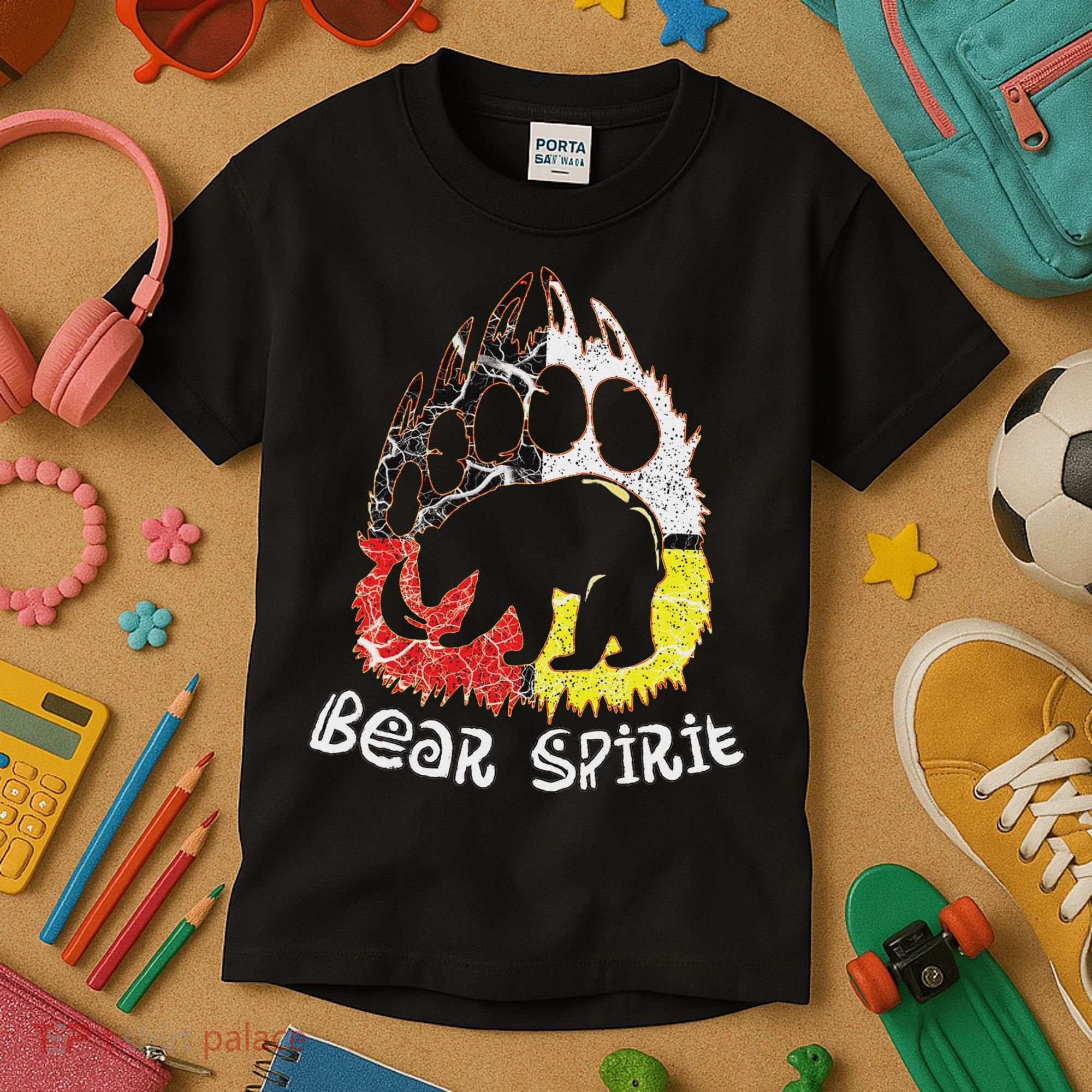 Native American Bear Spirit, Bear Paw Kids T-Shirt