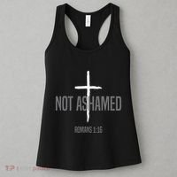 Not Ashamed Cross Inspirational Christian Religious Bible Women's Tank Top thumb 3