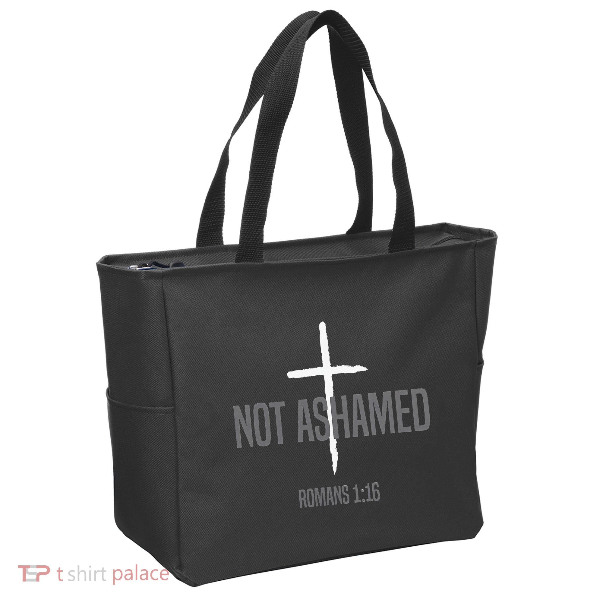 Not Ashamed Cross Inspirational Christian Religious Bible Tote Bag