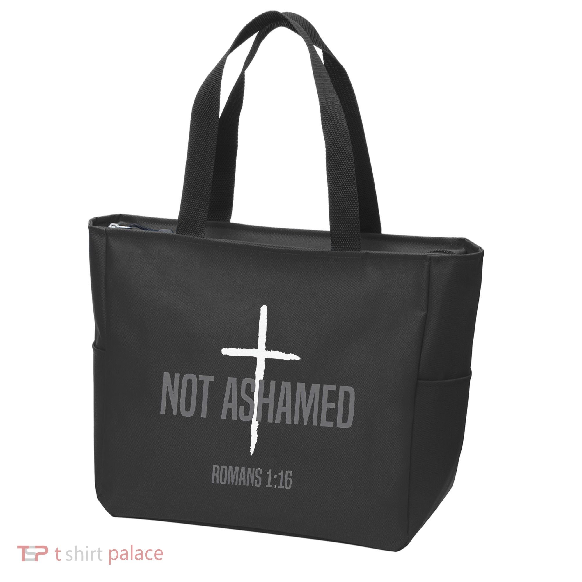 Not Ashamed Cross Inspirational Christian Religious Bible Tote Bag