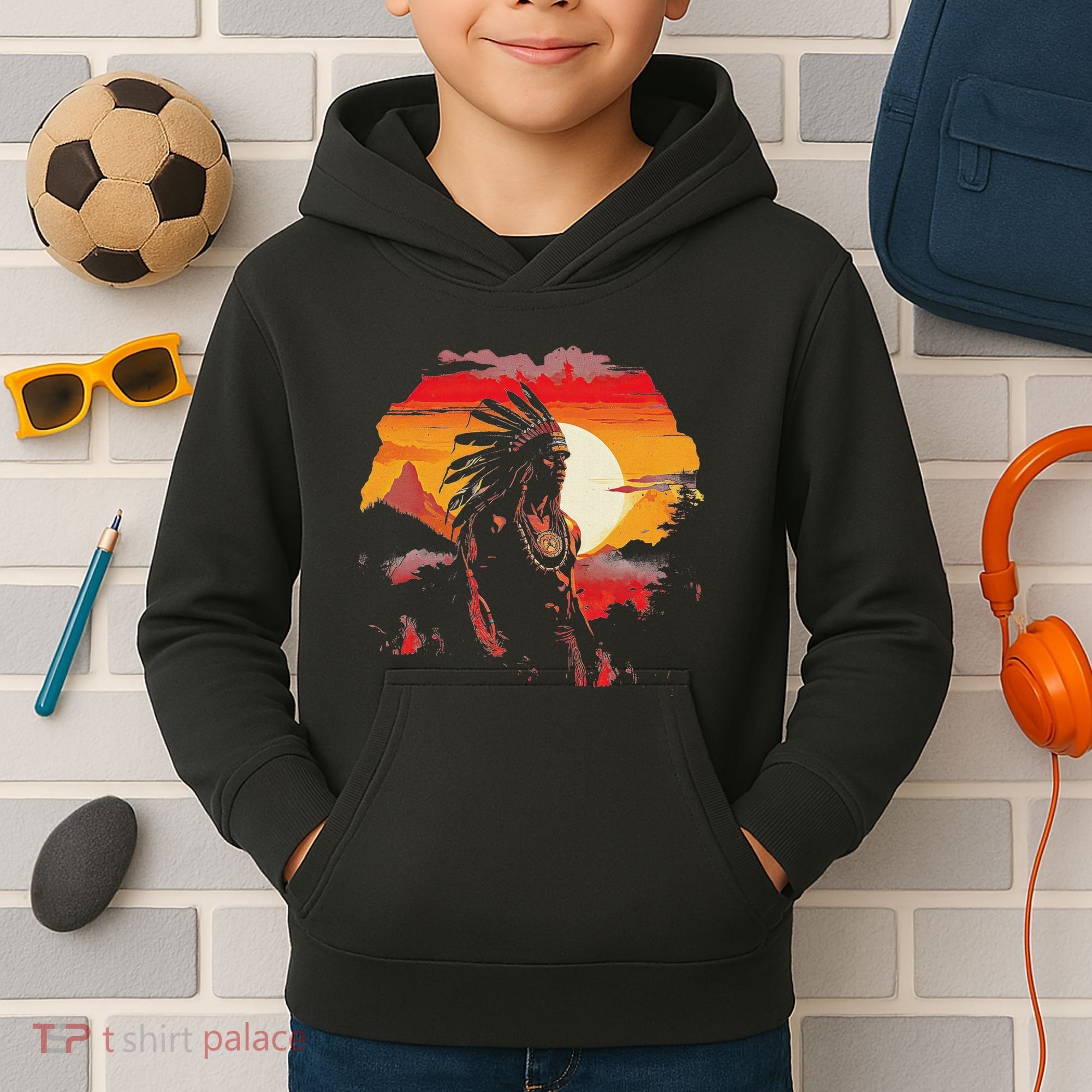Native American Chief Tribes Culture Sacred Sioux Kids Hoodie