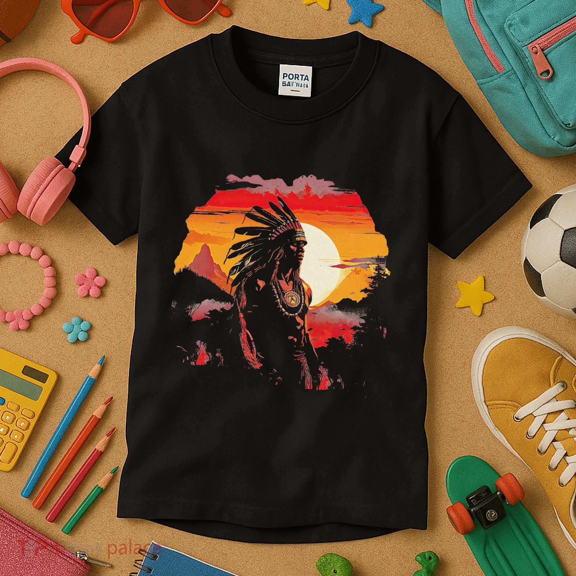 Native American Chief Tribes Culture Sacred Sioux Kids T-Shirt