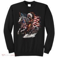 Native American Day Flag Indian Riding Horse 4th Of July Sweatshirt thumb 0