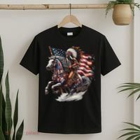 Native American Day Flag Indian Riding Horse 4th Of July T-Shirt thumb 2