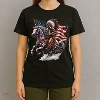 Native American Day Flag Indian Riding Horse 4th Of July T-Shirt thumb 4
