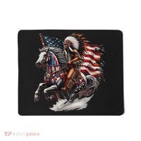 Native American Day Flag Indian Riding Horse 4th Of July Mousepad thumb 0