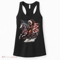 Native American Day Flag Indian Riding Horse 4th Of July Women's Tank Top thumb 0