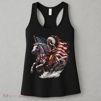 Native American Day Flag Indian Riding Horse 4th Of July Women's Tank Top thumb 3