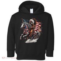 Native American Day Flag Indian Riding Horse 4th Of July Toddler Hoodie thumb 0