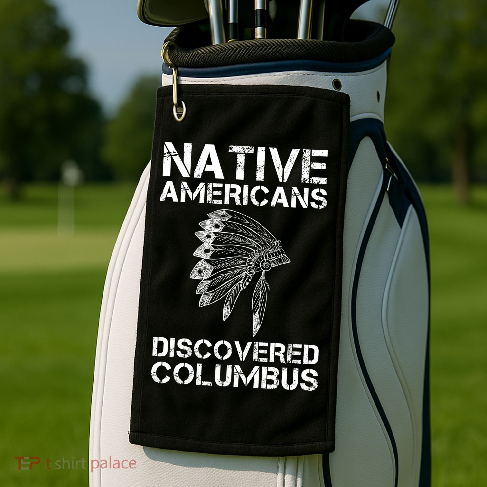 Native Americans Discovered Columbus Native American Day Gift Golf Towel