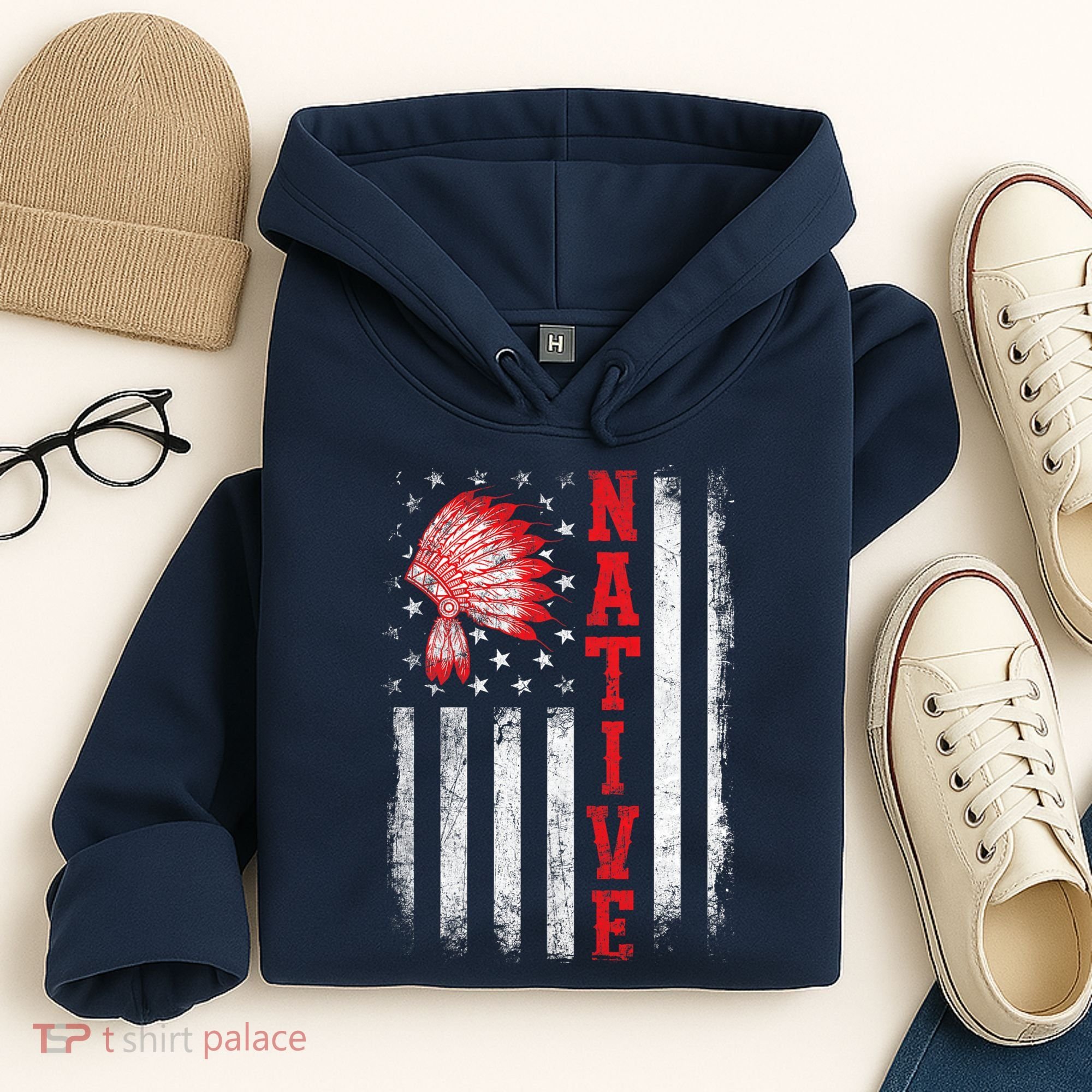 Native - American Day USA Flag Cherokee Indigenous People Hoodie