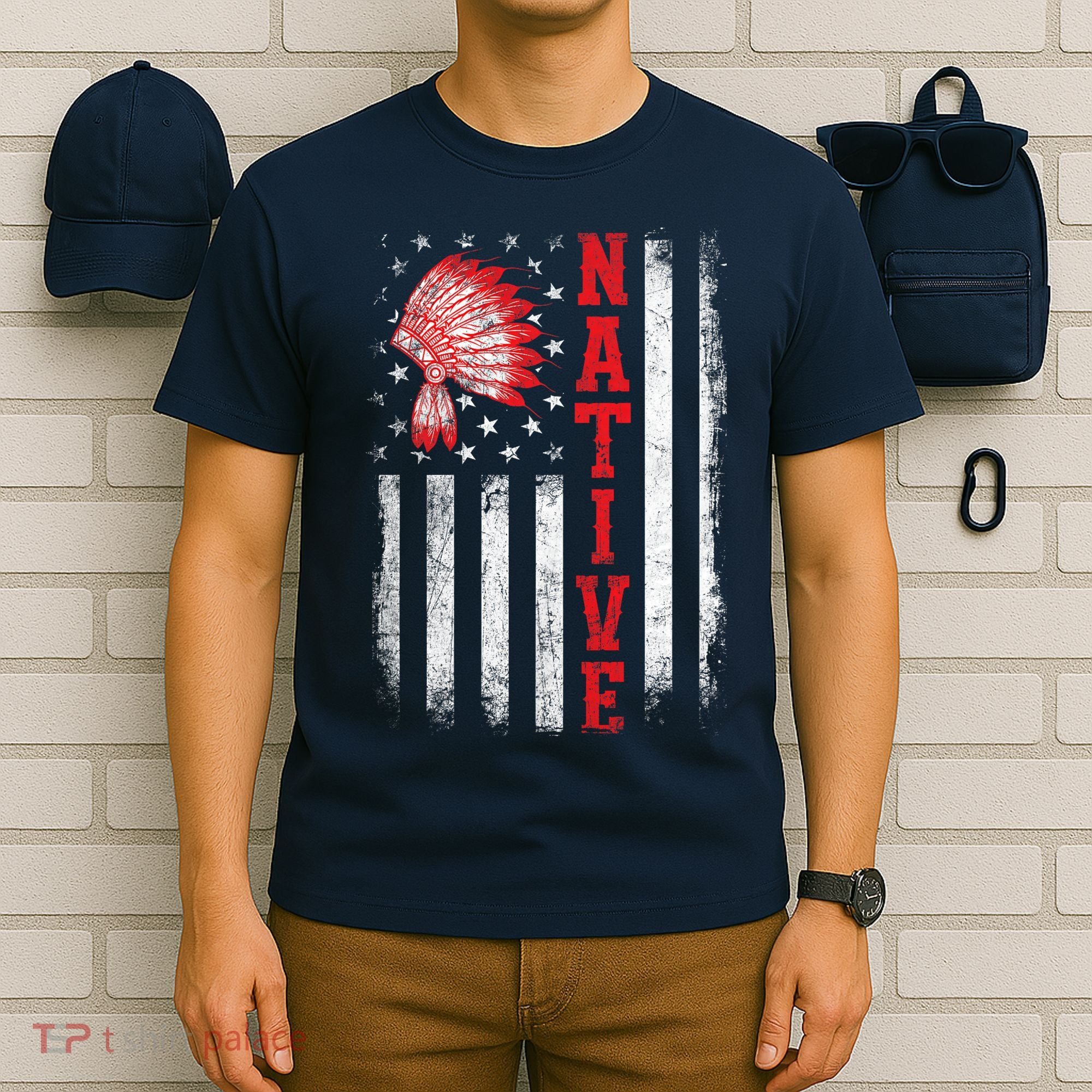 Native - American Day USA Flag Cherokee Indigenous People T-Shirt
