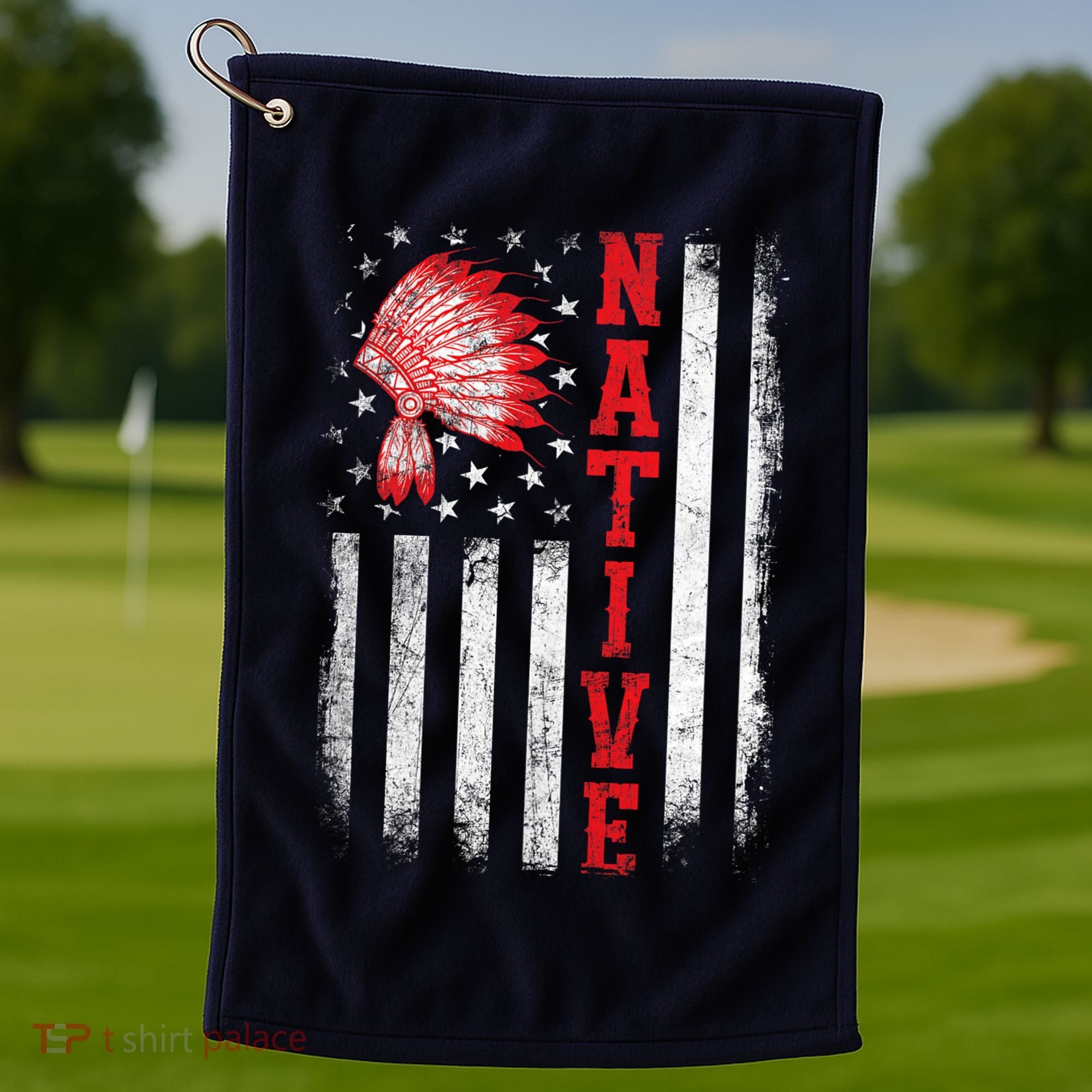 Native - American Day USA Flag Cherokee Indigenous People Golf Towel