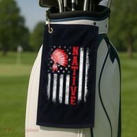 Native - American Day USA Flag Cherokee Indigenous People Golf Towel thumb 2