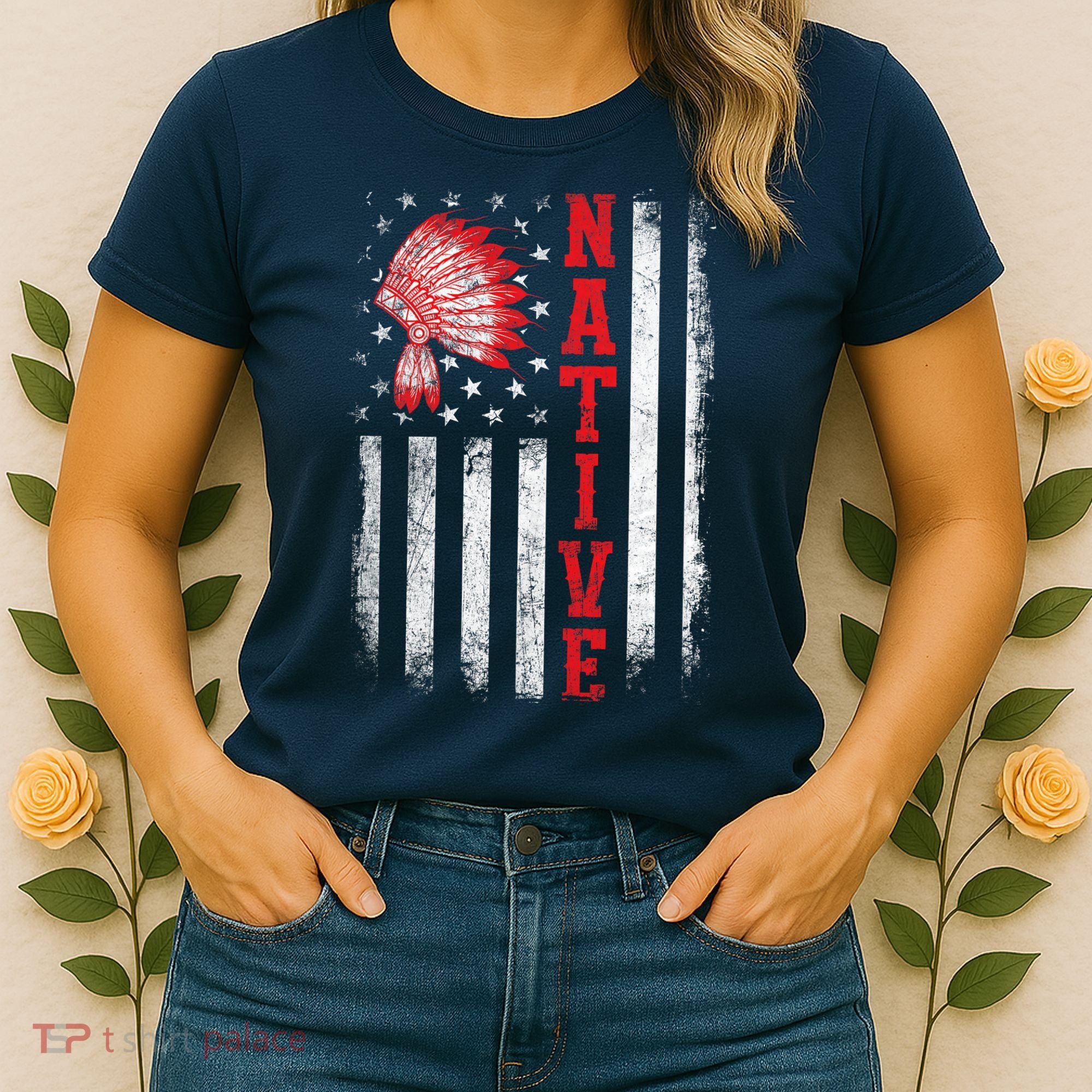 Native - American Day USA Flag Cherokee Indigenous People Women's T-Shirt