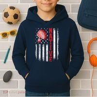 Native - American Day USA Flag Cherokee Indigenous People Kids Hoodie thumb 2