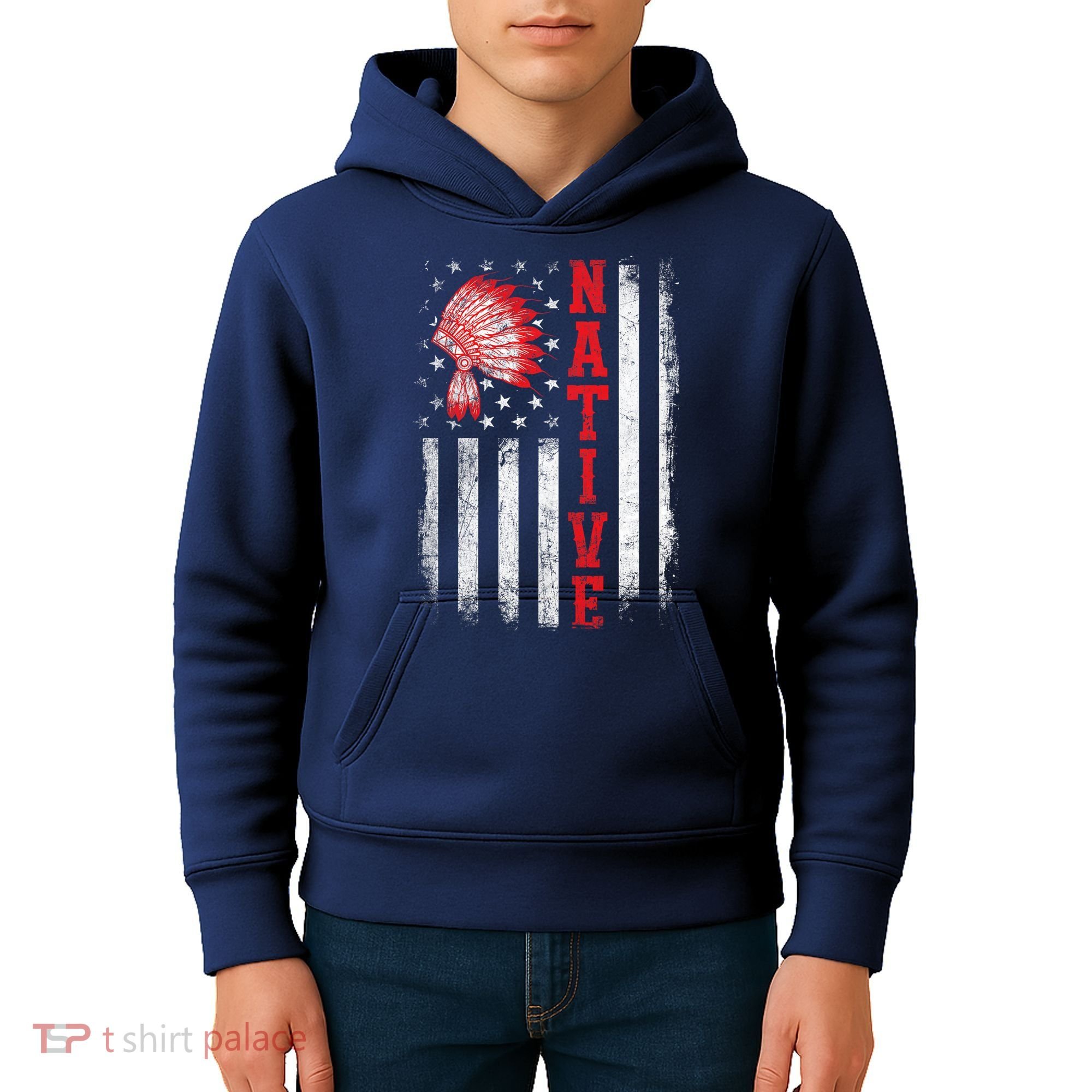 Native - American Day USA Flag Cherokee Indigenous People Kids Hoodie