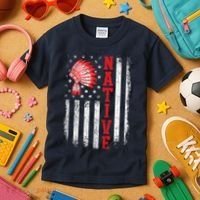 Native - American Day USA Flag Cherokee Indigenous People Kids T-Shirt thumb 3