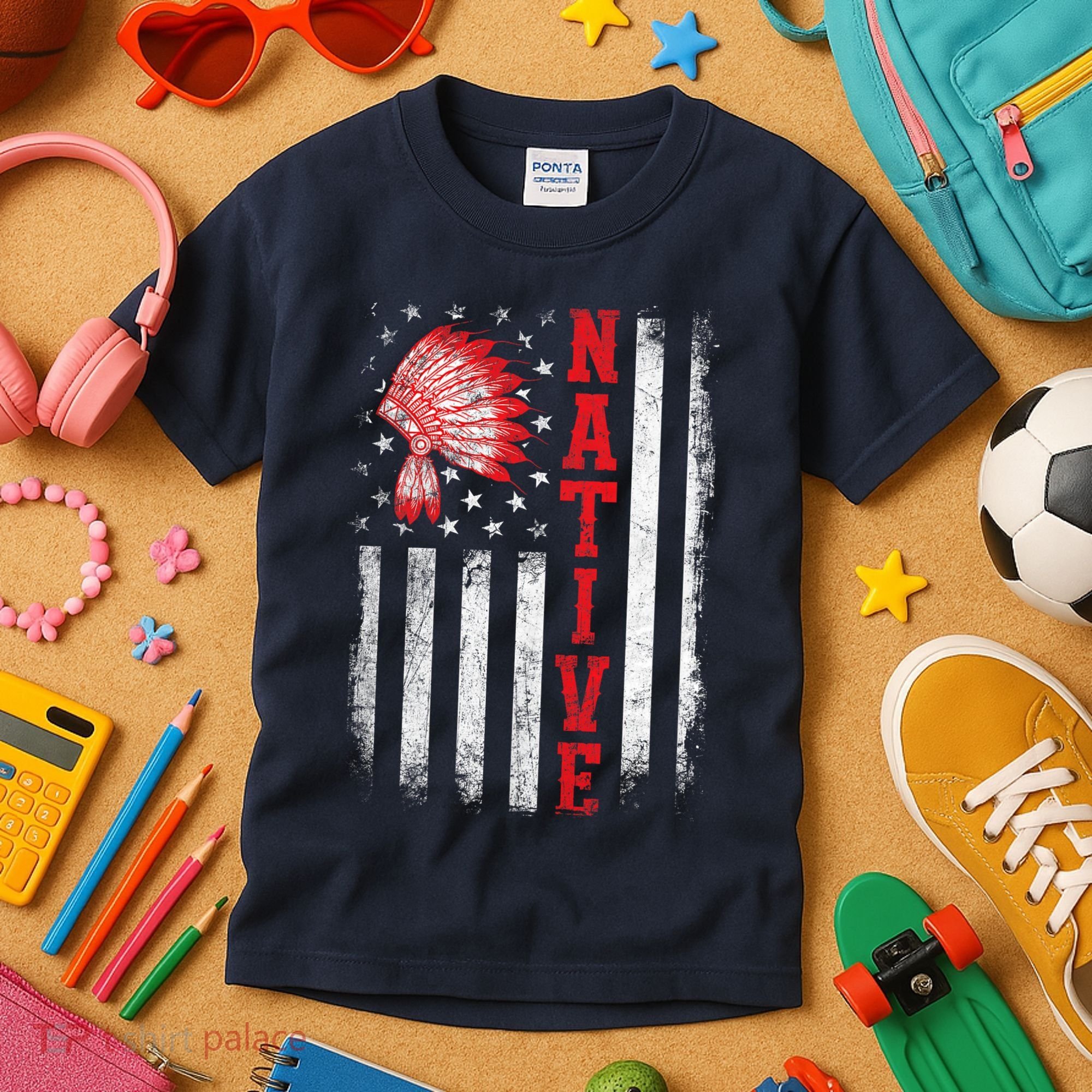 Native - American Day USA Flag Cherokee Indigenous People Kids T-Shirt