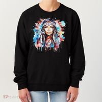Native American Day Indigenous Girl With Feathers Women's Sweatshirt thumb 0