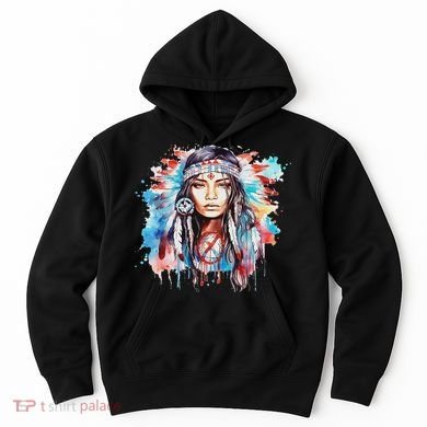 Native American Day Indigenous Girl With Feathers Hoodie