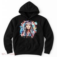 Native American Day Indigenous Girl With Feathers Hoodie thumb 0