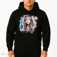 Native American Day Indigenous Girl With Feathers Hoodie thumb 2