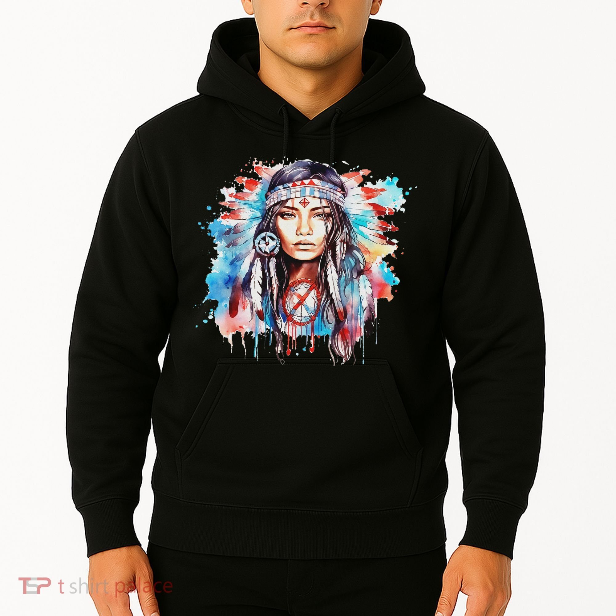 Native American Day Indigenous Girl With Feathers Hoodie