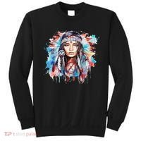 Native American Day Indigenous Girl With Feathers Sweatshirt thumb 0