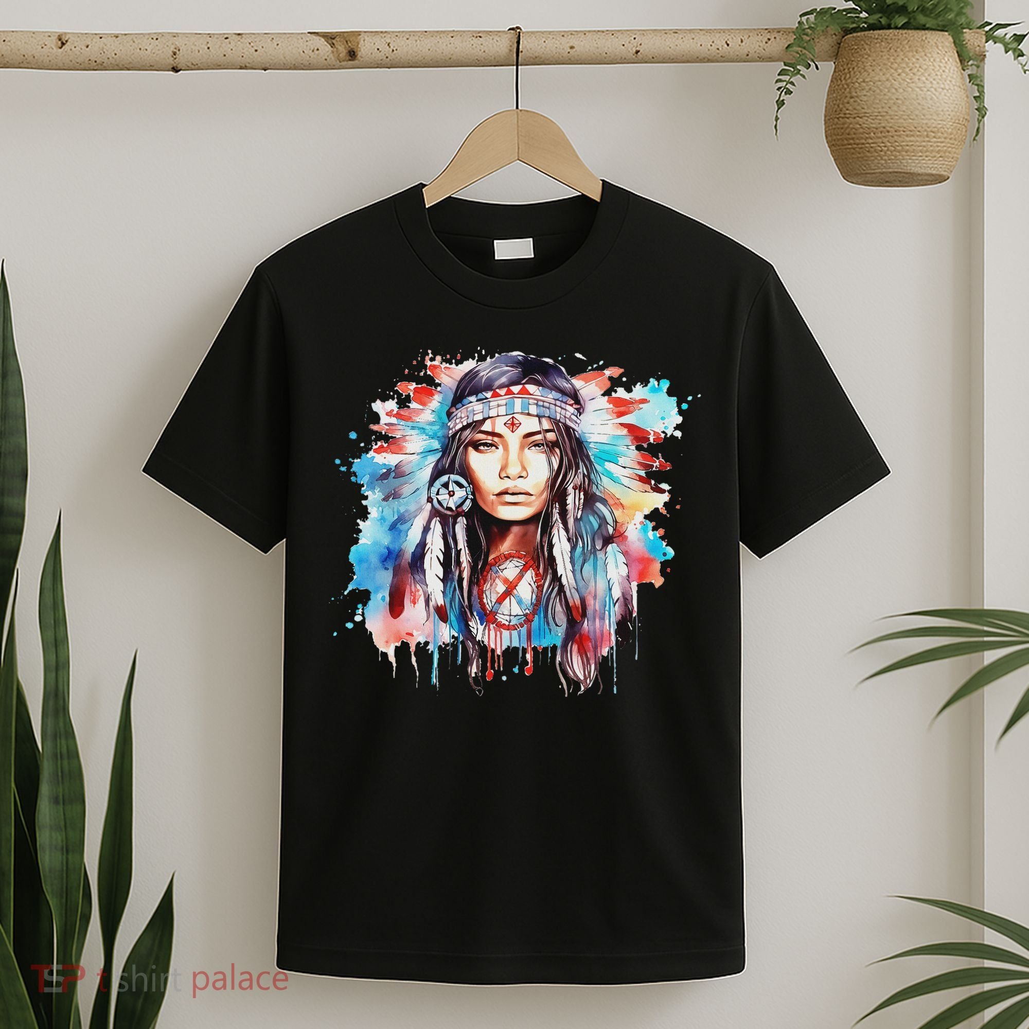 Native American Day Indigenous Girl With Feathers T-Shirt