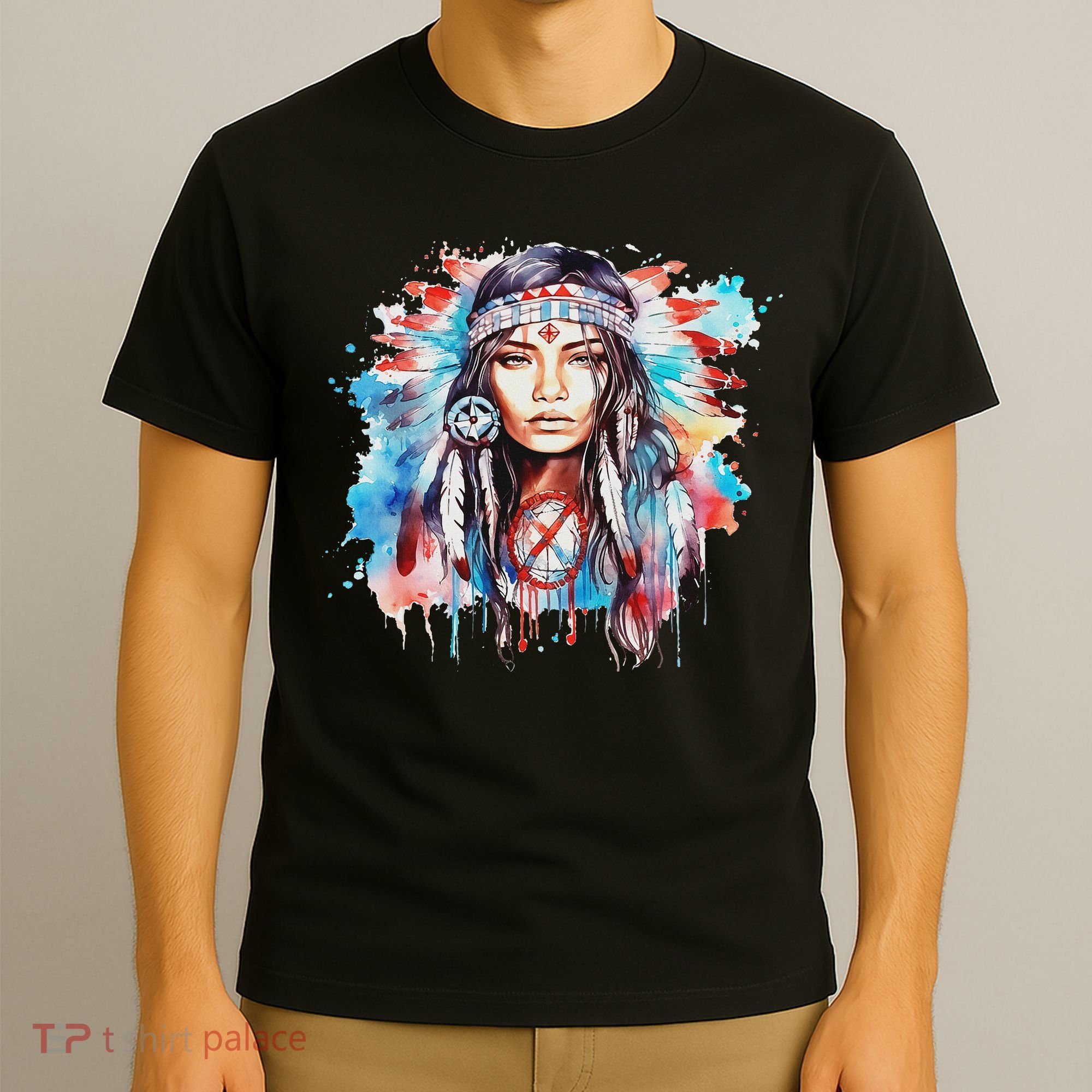 Native American Day Indigenous Girl With Feathers T-Shirt