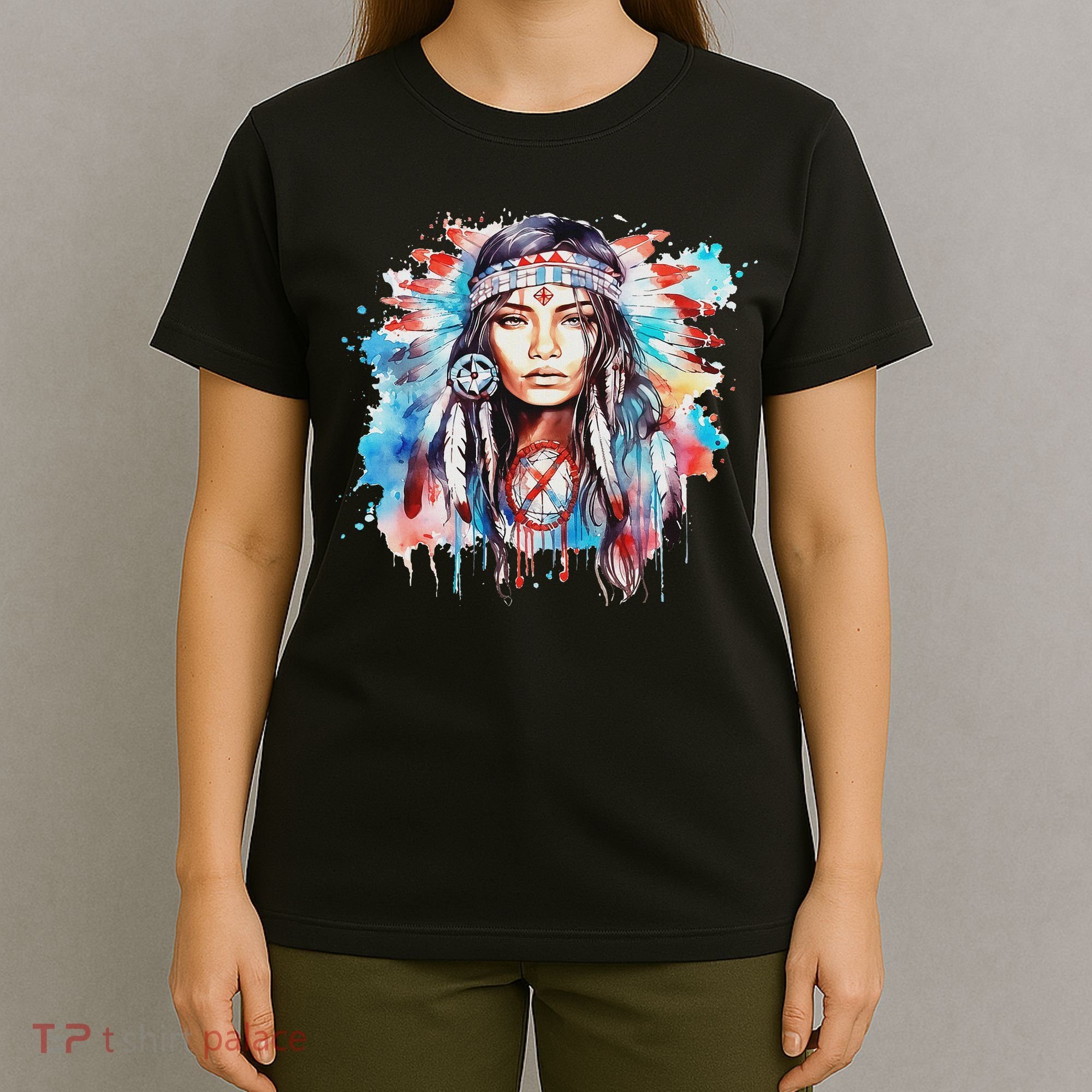 Native American Day Indigenous Girl With Feathers T-Shirt