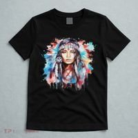 Native American Day Indigenous Girl With Feathers T-Shirt thumb 5
