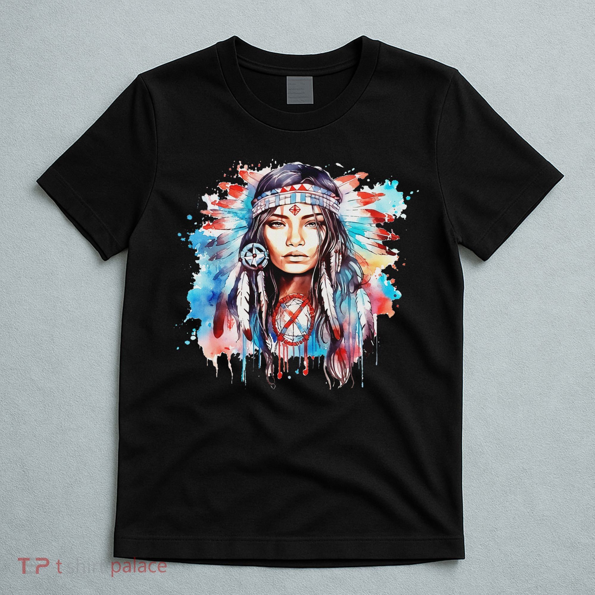 Native American Day Indigenous Girl With Feathers T-Shirt