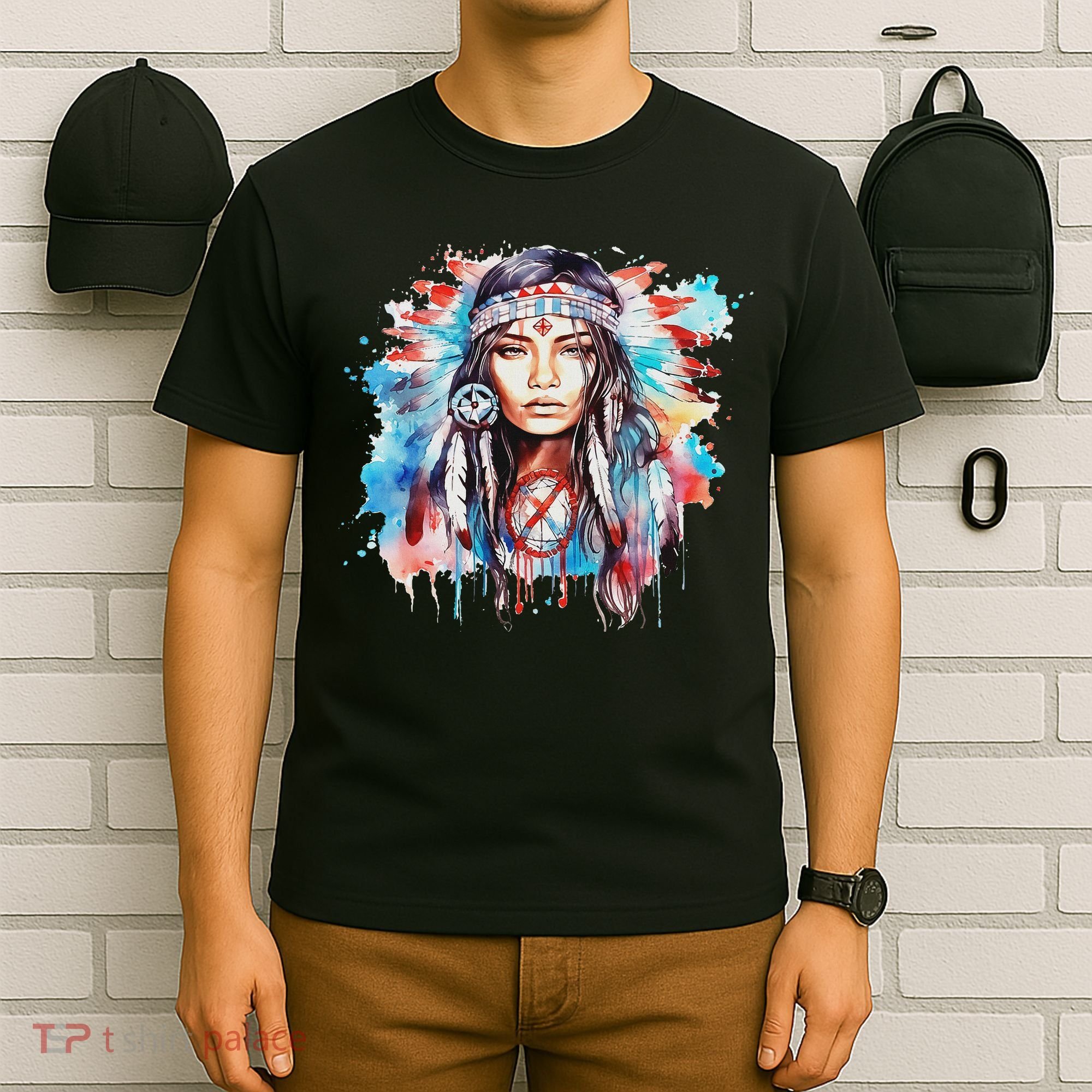 Native American Day Indigenous Girl With Feathers T-Shirt