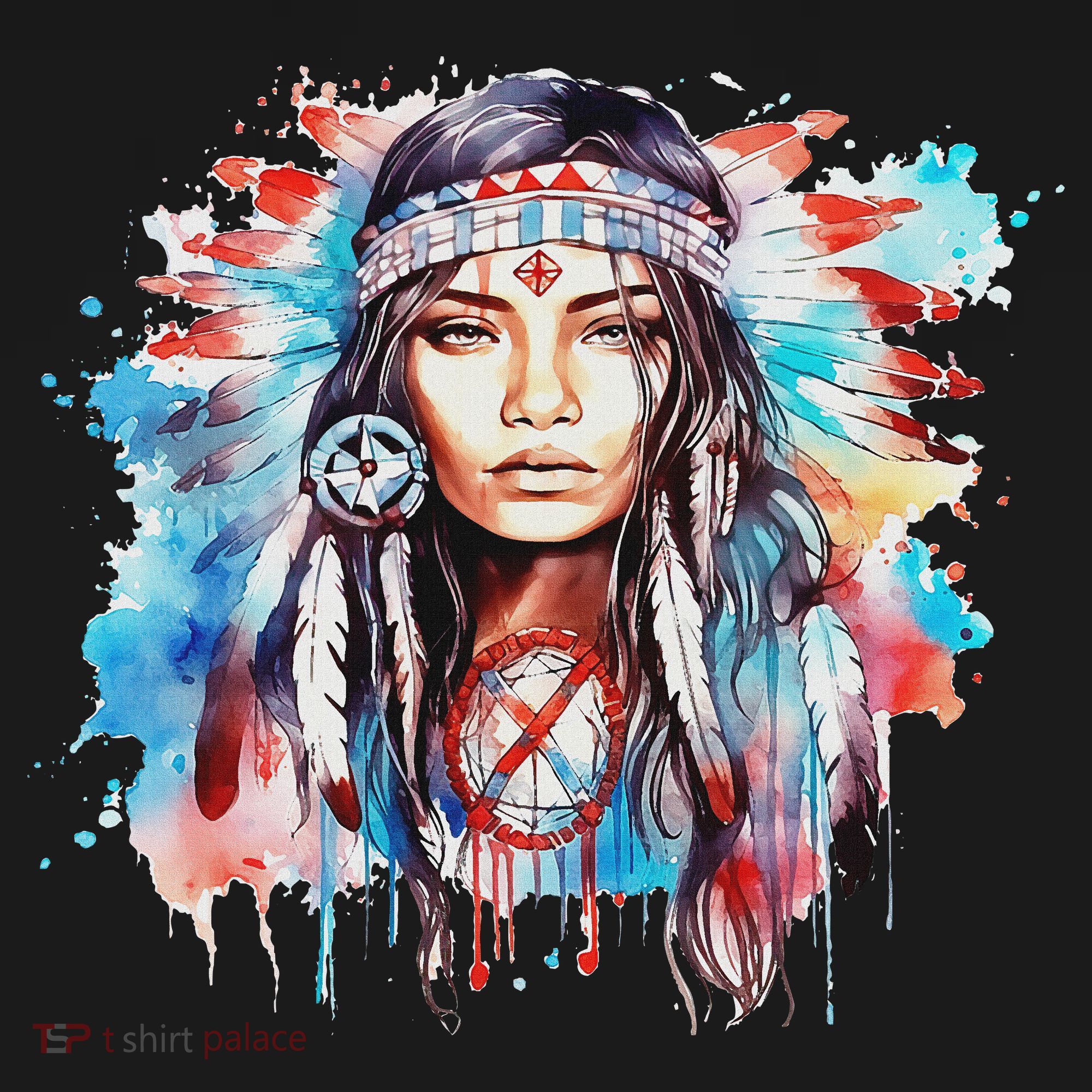 Native American Day Indigenous Girl With Feathers T-Shirt