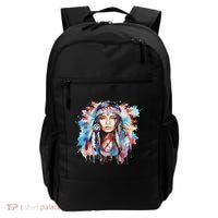 Native American Day Indigenous Girl With Feathers Backpack thumb 0
