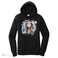 Native American Day Indigenous Girl With Feathers Women's Hoodie thumb 0
