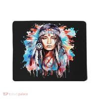 Native American Day Indigenous Girl With Feathers Mousepad thumb 0