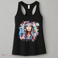 Native American Day Indigenous Girl With Feathers Women's Tank Top thumb 3