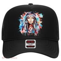 Native American Day Indigenous Girl With Feathers Hat thumb 0