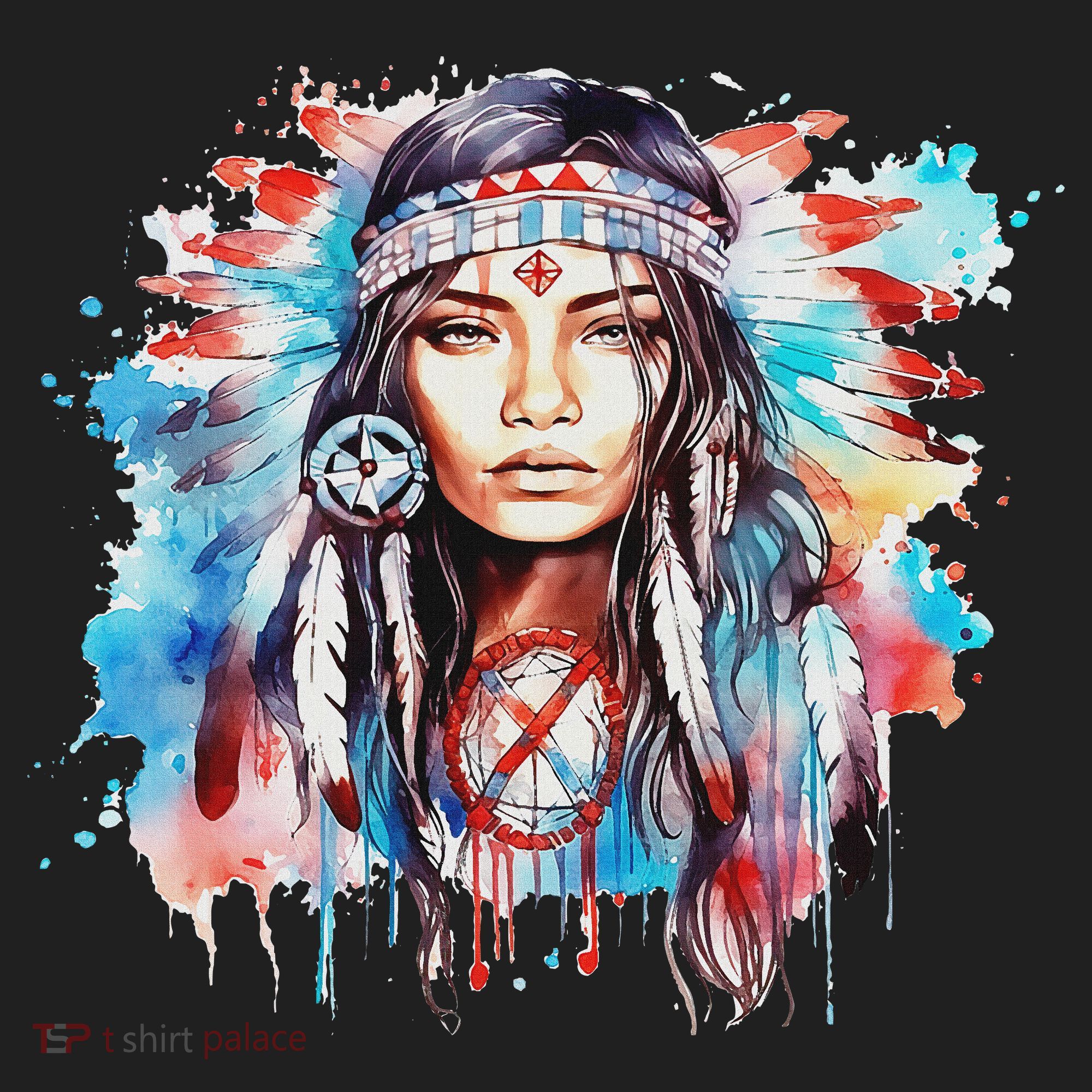 Native American Day Indigenous Girl With Feathers Hat